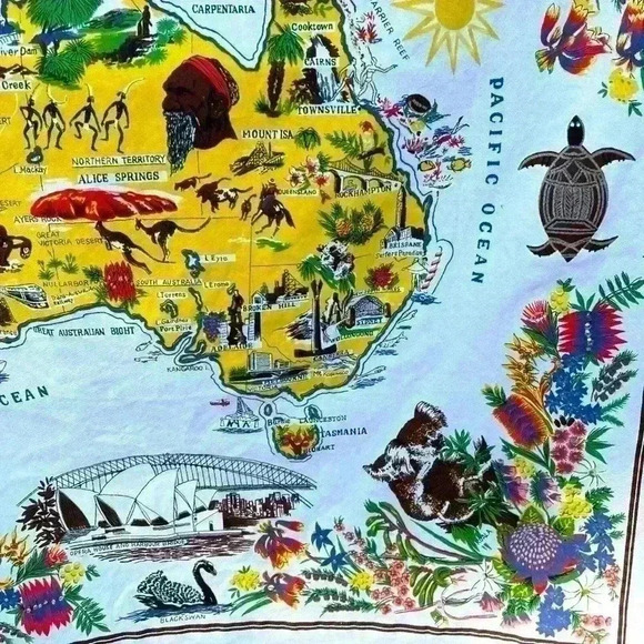 Vintage Australia Map Wall Hanging Tapestry Art - Picture 9 of 9